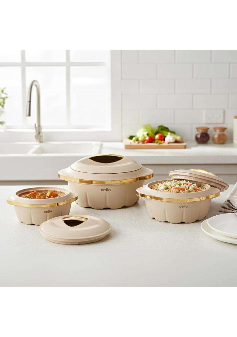 CELLO Stylus Insulated Casserole Hot Pot Box Pcs | 500 ml | 16.9 fl oz | 3-Piece Set - Indya