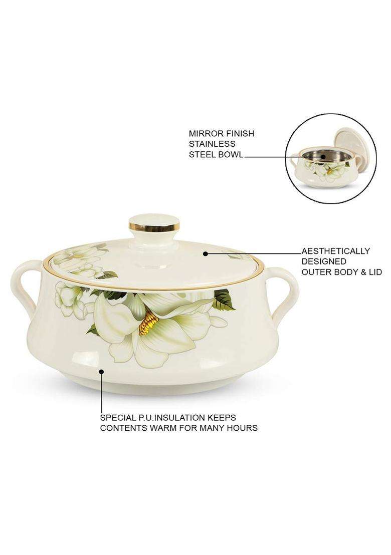 Nayasa Plastic Floral Casserole Lorenzo | 2000 ml | 67.6 fl oz - Indya