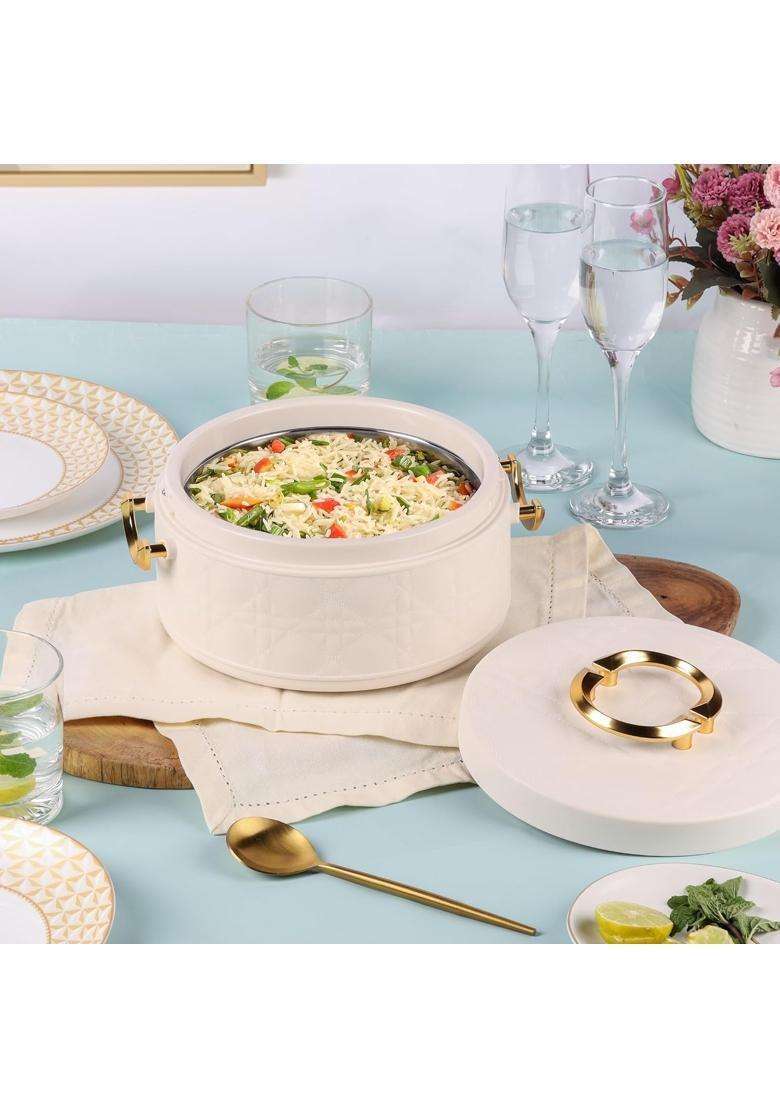 CELLO Ornetto 2000 Insulated Serving Casserole Beige | 2000 ml | 67.6 fl oz | Food Safe - Indya