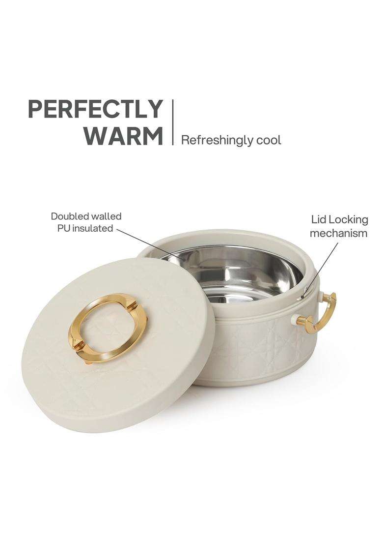 CELLO Ornetto 2000 Insulated Serving Casserole Beige | 2000 ml | 67.6 fl oz | Food Safe - Indya