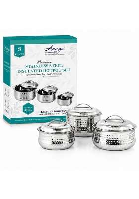 AANYA HOME CRAFT Aanya Homecraft Stainless Steel Insulated Hotpot Set | 3-Piece Set
