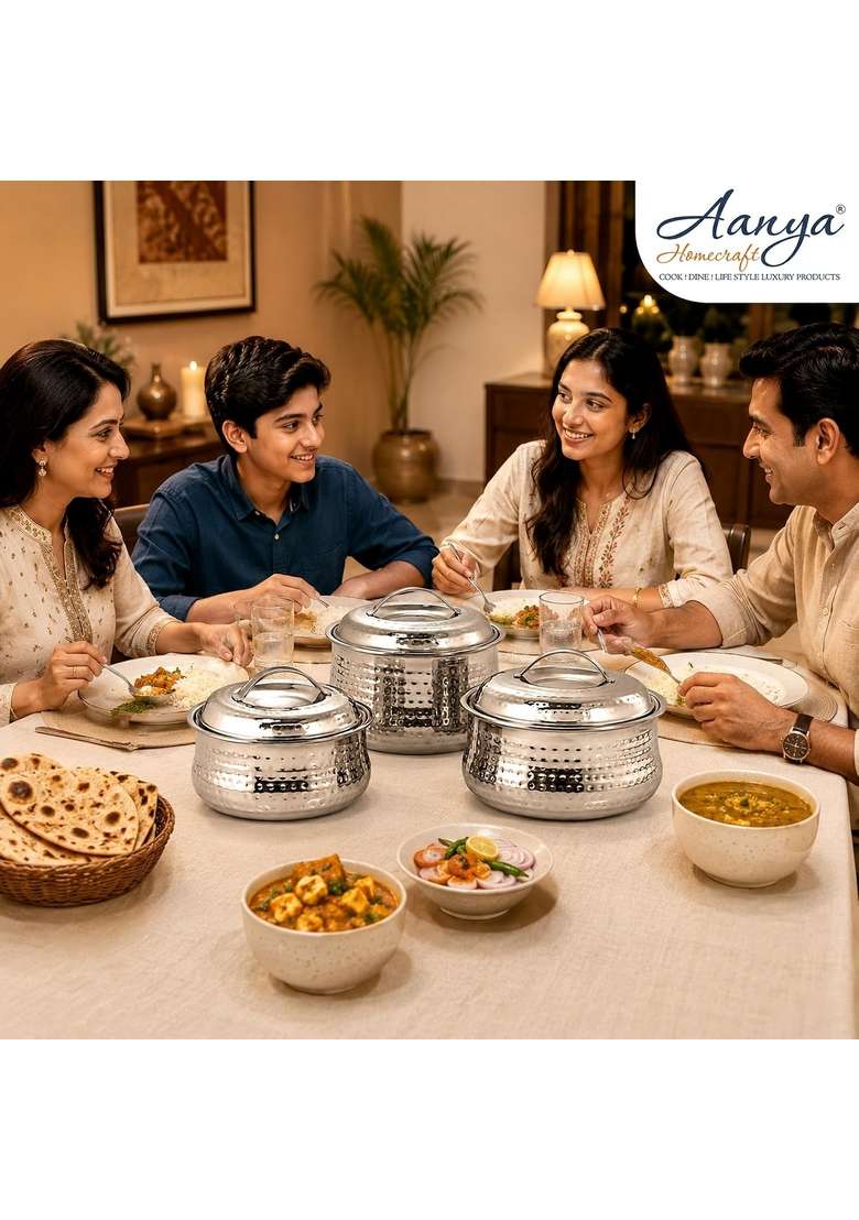 AANYA HOME CRAFT Aanya Homecraft Stainless Steel Insulated Hotpot Set | 3-Piece Set - Indya
