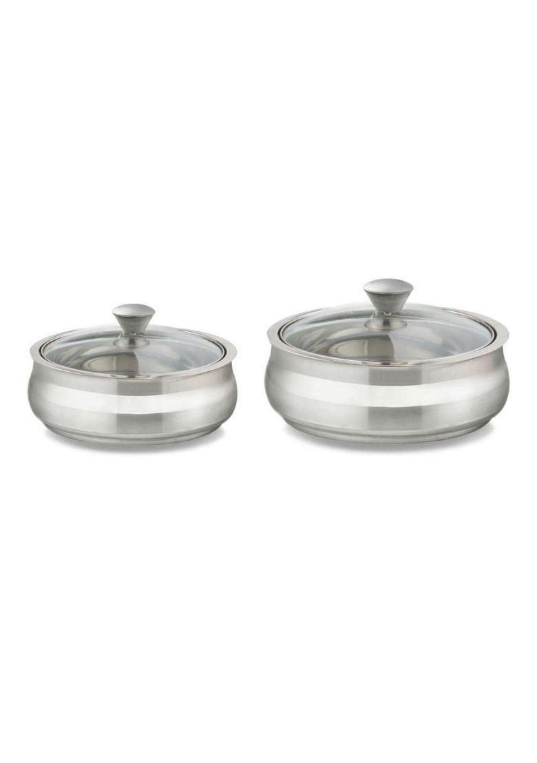 Borosil Stainless Steel Insulated Solid Handi Cooking Pot | 2 L | 2.1 Qt | 2-Piece Set - Indya