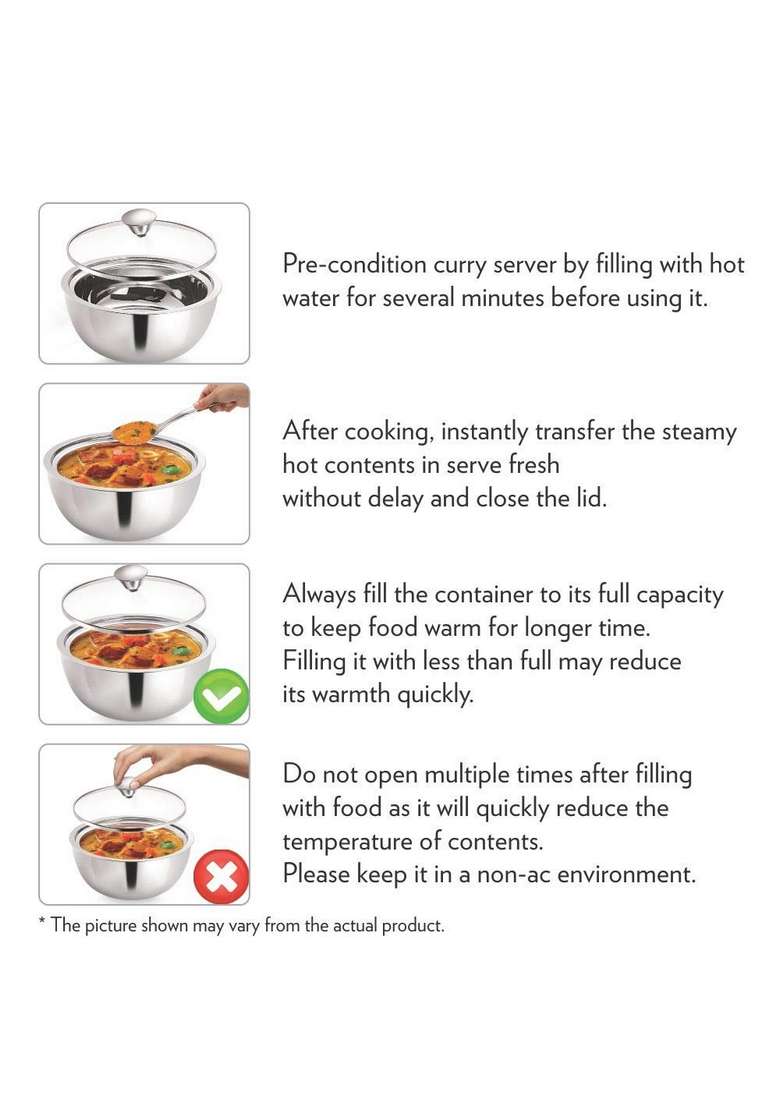 Borosil Stainless Steel Insulated Solid Handi Cooking Pot | 2 L | 2.1 Qt | 2-Piece Set - Indya