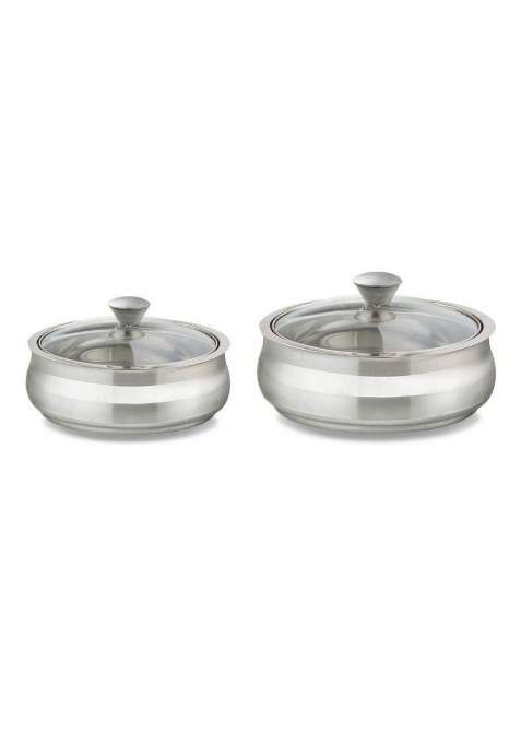 Borosil Stainless Steel Insulated Solid Handi Cooking Pot | 2 L | 2.1 Qt | 2-Piece Set