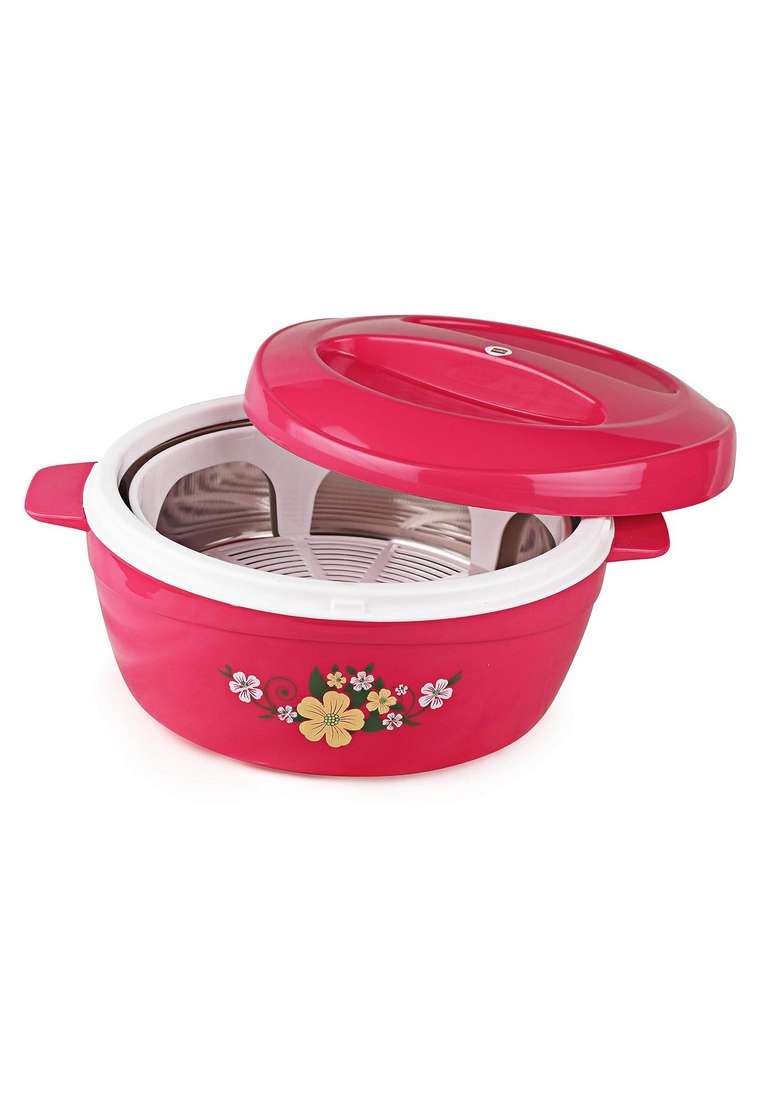 CELLO Roti Plus Insulated Casserole Hot Pot Box Case with Lid Pink | 1500 ml | 50.7 fl oz | BPA Free - Indya