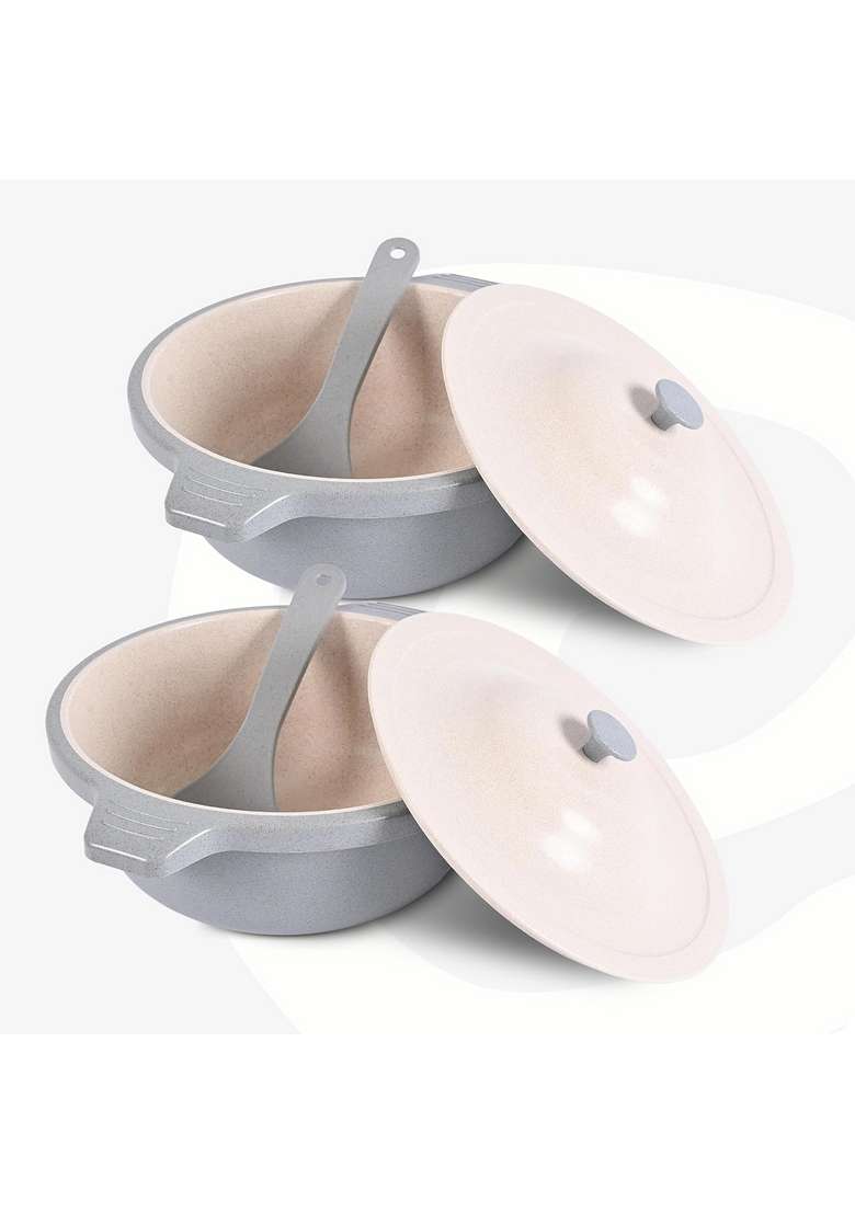 Eha Earth Friendly Serving Bowls with Lid | 2500 ml | 84.5 fl oz | 2-Piece Set | Microwave Safe - Indya