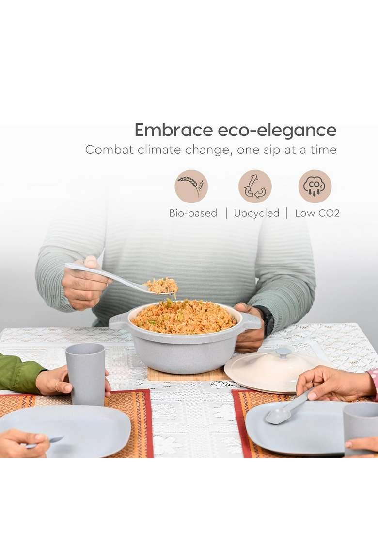 Eha Earth Friendly Serving Bowls with Lid | 2500 ml | 84.5 fl oz | 2-Piece Set | Microwave Safe - Indya