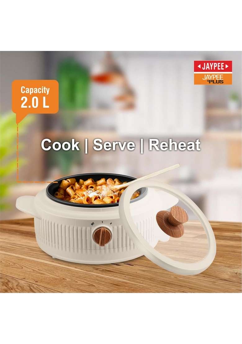 Jaypee Plus Electric CookSmart Casserole with Teflon NonStick Coating Bowl for Reheating | 2000 ml | 67.6 fl oz - Indya