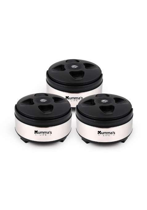Mumma's LIFE Stainless Steel Thermoware Casserole Set | 1200 ml | 40.6 fl oz | Pack of 3