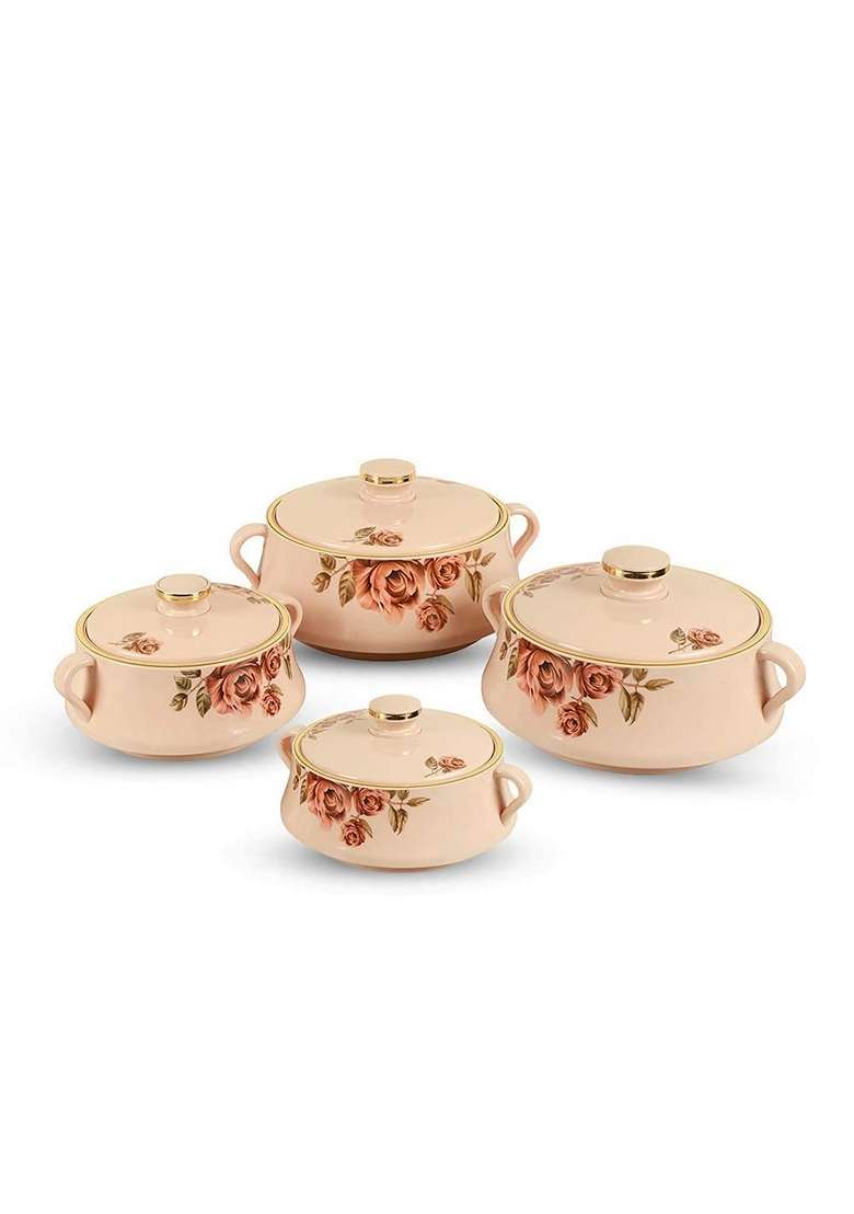 Nayasa Stainless Steel Plastic Floral Mirror Casserole Lorenzo | 2000 ml | 67.6 fl oz - Indya
