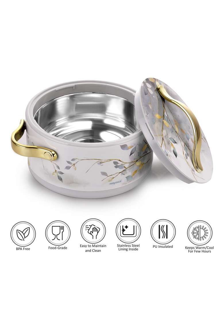 Nayasa Bethany Insulated Inner Stainless Steel Casserole | 1500 ml | 50.7 fl oz | BPA Free | Food Safe - Indya