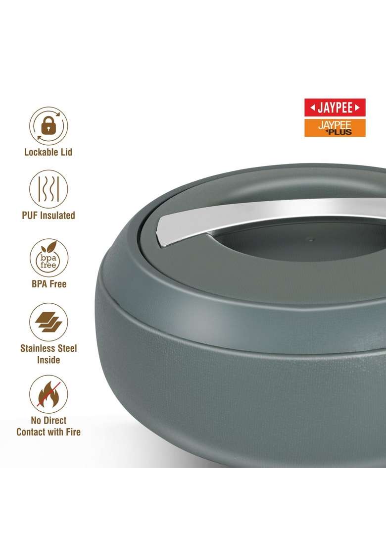 JAYPEE Gourmet Inner Stainless Steel Casserole with Lockable Lid | 2000 ml | 67.6 fl oz | 3-Piece Set | BPA Free | Insulated | Food Safe - Indya
