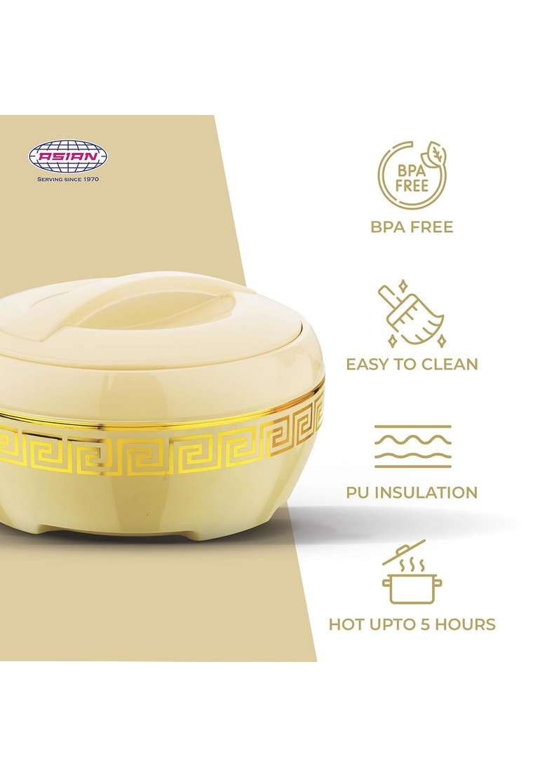 ASIAN Plastowares Orchid Gold Casserole | 2500 ml | 84.5 fl oz | Insulated - Indya