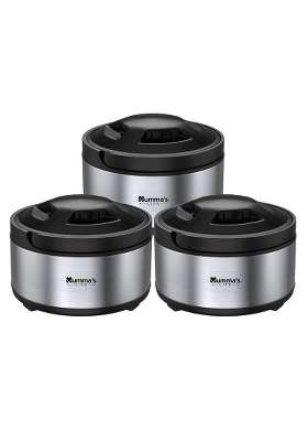 Mumma's LIFE Mumma s LIFE Stainless Steel Thermosteel Casserole for Kitchen | 4500 ml | 152.2 fl oz | 3-Piece Set