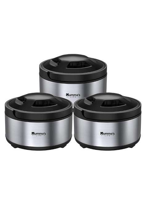 Mumma's LIFE Mumma s LIFE Stainless Steel Thermosteel Casserole for Kitchen | 4500 ml | 152.2 fl oz | 3-Piece Set