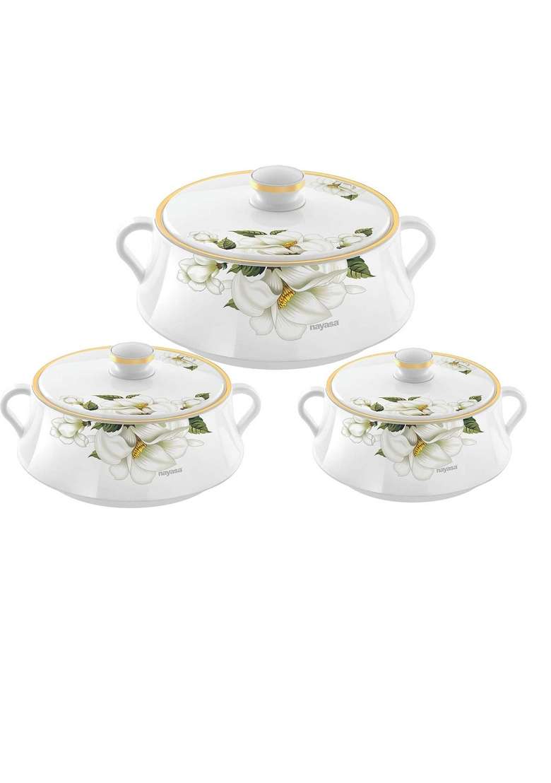 Nayasa Plastic Lorenzo Casserole | 1500 ml | 50.7 fl oz | 3-Piece Set - Indya