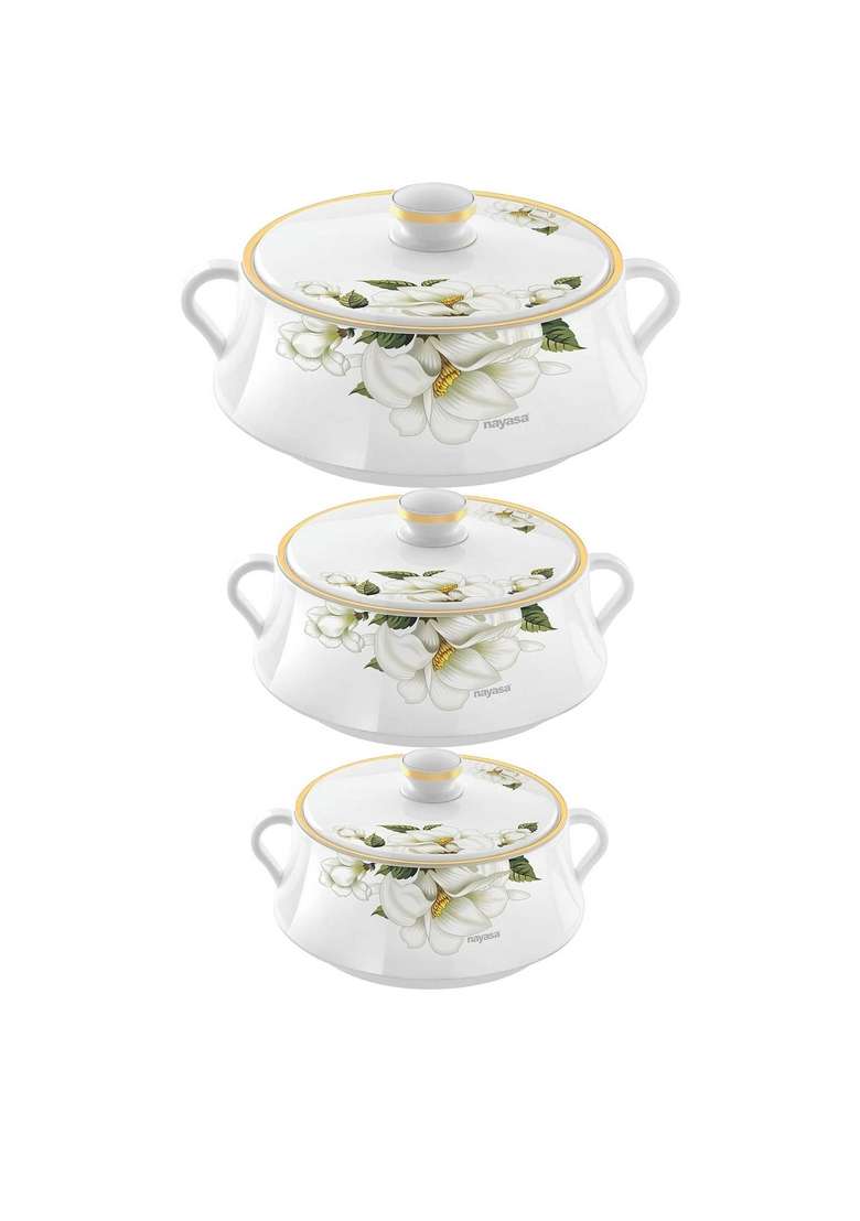 Nayasa Plastic Lorenzo Casserole | 1500 ml | 50.7 fl oz | 3-Piece Set - Indya