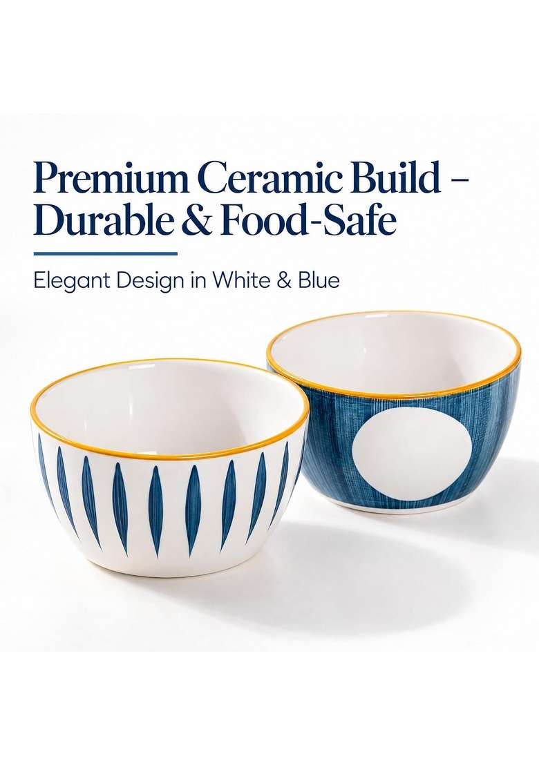 Nestasia Ceramic Bowl | 350 ml | 11.8 fl oz | 4-Piece Set | Dishwasher Safe | Lead Free | Microwave Safe - Indya