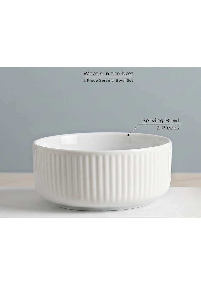 Bodhi House Porcelain Serving Bowl | 750 ml | 25.4 fl oz | 2-Piece Set - Indya