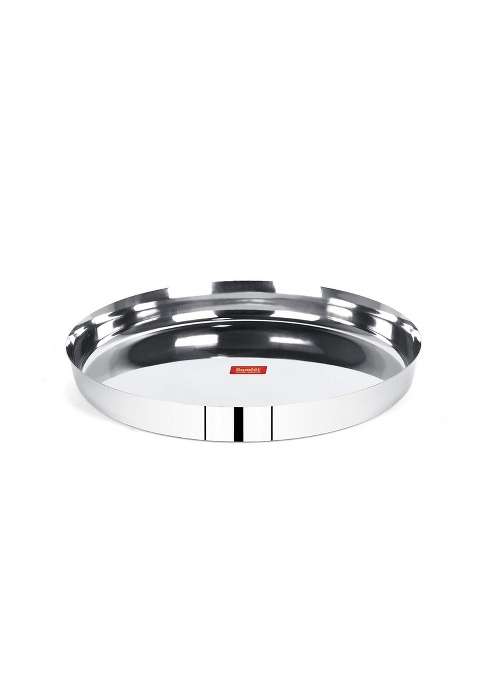 Sumeet 22 Gauge Stainless Steel Traditional Dinner Plate Thali | 2 L | 2.1 Qt | 28.5 cm | 11.2 Inch