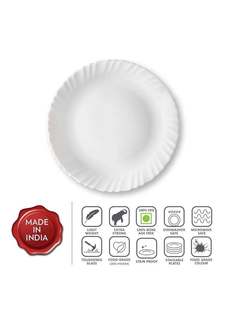 Borosil Larah Brand Logo Opalware Plate Set | 1000 ml | 33.8 fl oz | 2-Piece Set | With Lid - Indya