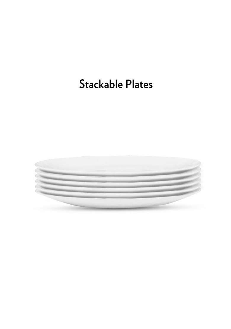 Borosil Larah Brand Logo Opalware Plate Set | 1000 ml | 33.8 fl oz | 2-Piece Set | With Lid - Indya