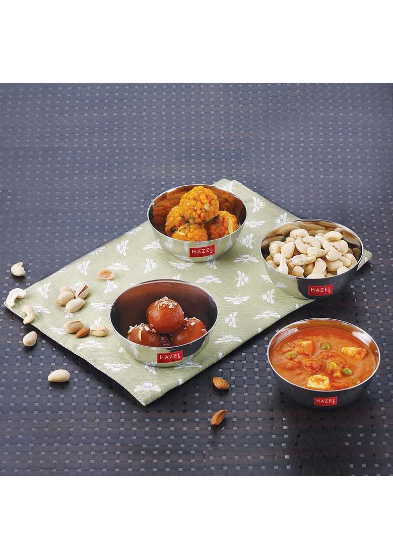 HAZEL Stainless Steel Bowl Set | 200 ml | 6.8 fl oz | 4-Piece Set - Indya