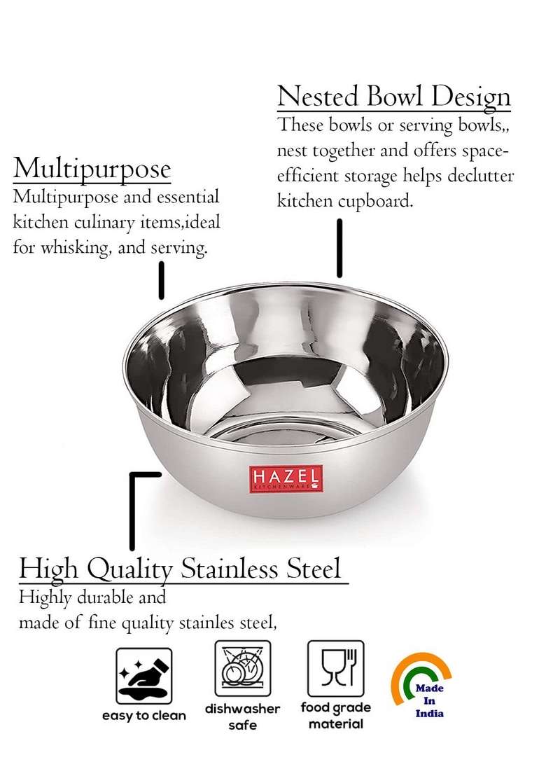 HAZEL Stainless Steel Bowl Set | 200 ml | 6.8 fl oz | 4-Piece Set - Indya