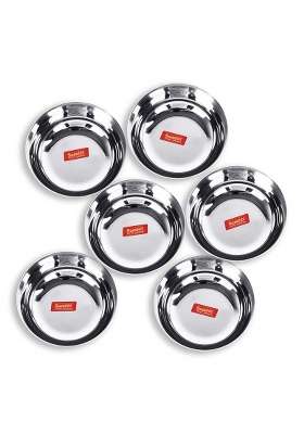 Sumeet Stainless Steel Solid Bowl Set | 350 ml | 11.8 fl oz | Pack of 6 | Dishwasher Safe