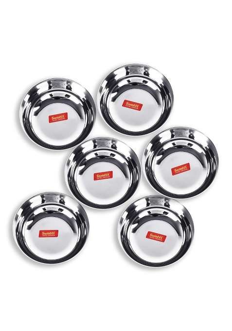 Sumeet Stainless Steel Solid Bowl Set | 350 ml | 11.8 fl oz | Pack of 6 | Dishwasher Safe
