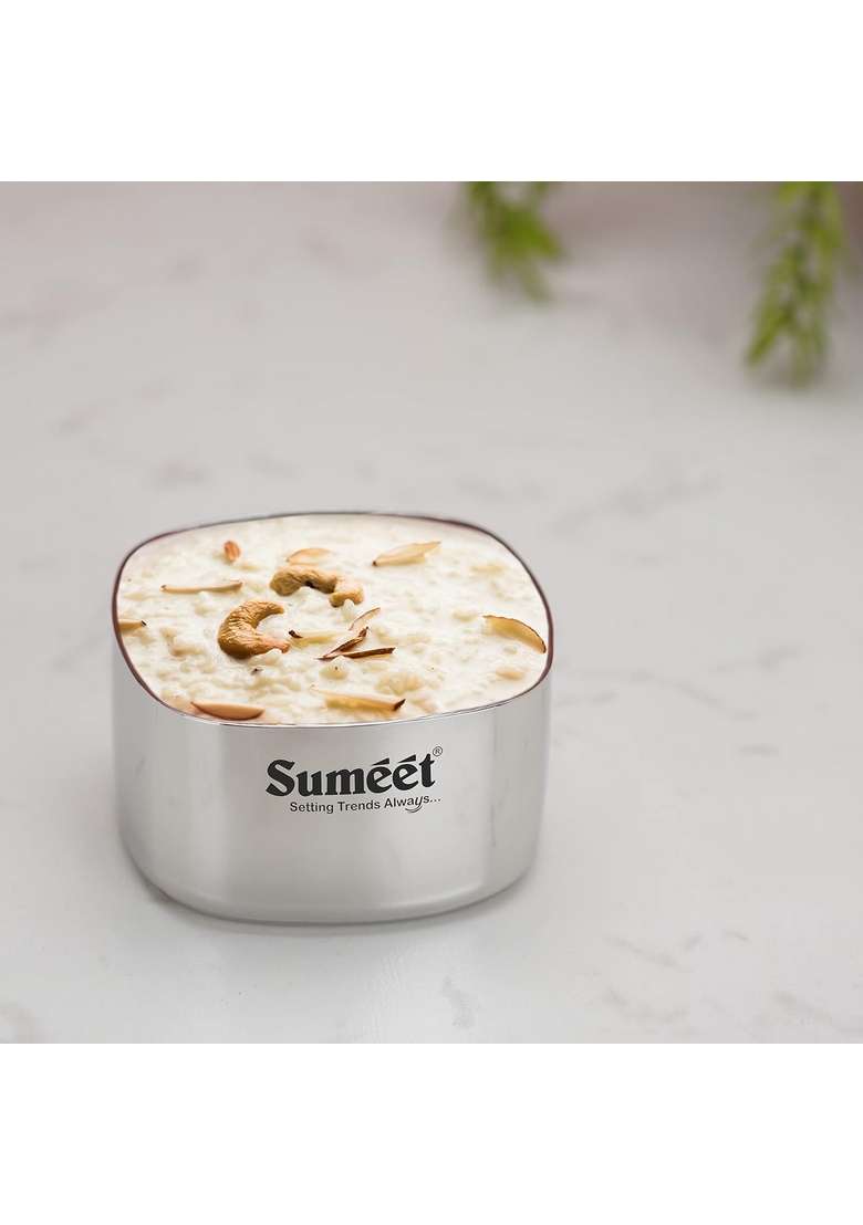 Sumeet Heavy Gauge Stainless Steel Square Bowl Wati Katori with Mirror Finish | 200 ml | 6.8 fl oz | 7 cm | 2.8 Inch | Pack of 6 - Indya