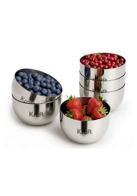 Kraft- follow your imagination Kraft Premium Stainless Steel Bowl Set | 250 ml | 8.5 fl oz | 6-Piece Set | BPA Free | Food Safe | Rust Resistant