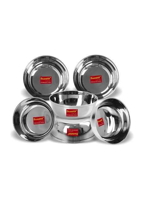 Sumeet Stainless Steel Heavy Gauge Bowl Set Wati Set with Mirror Finish Dia | 200 ml | 6.8 fl oz | 10 cm | 3.9 Inch | Pack of 6