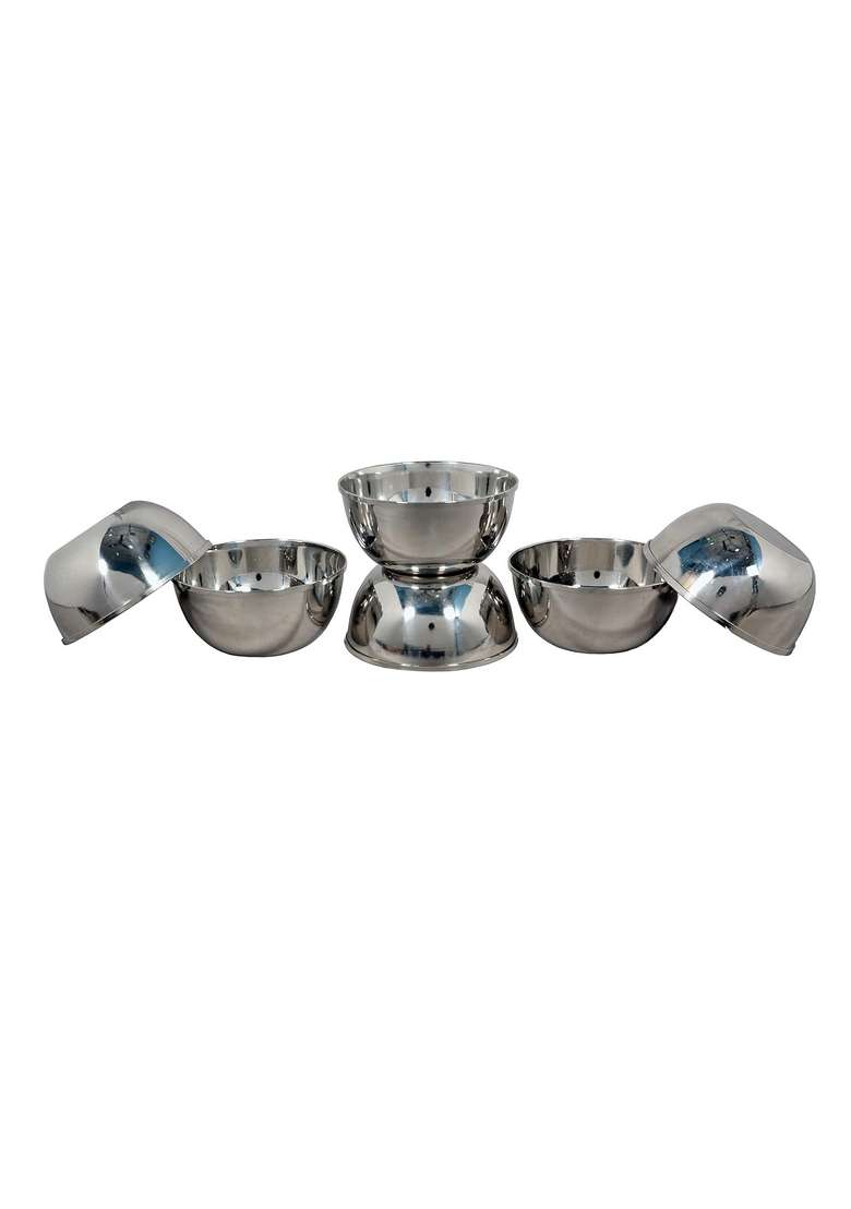Vinod Stainless Steel Bowls Katori for Kitchen and Dining Serving | 300 ml | 10.1 fl oz | Pack of 6 - Indya