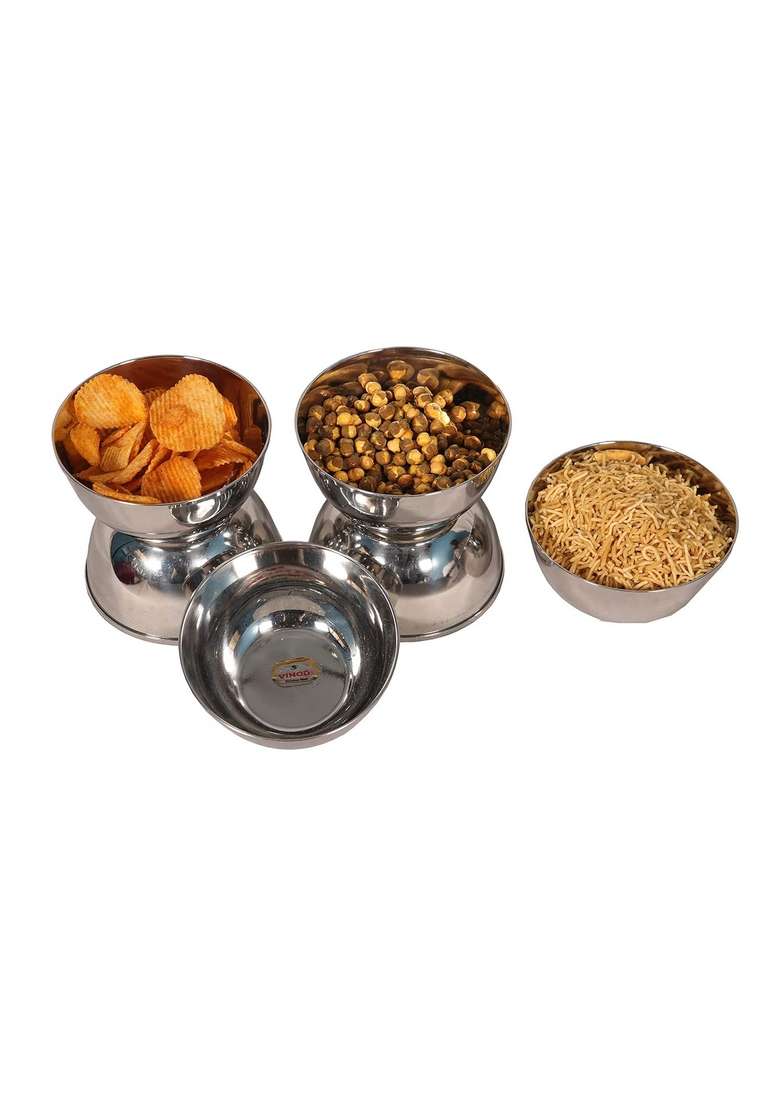 Vinod Stainless Steel Bowls Katori for Kitchen and Dining Serving | 300 ml | 10.1 fl oz | Pack of 6 - Indya