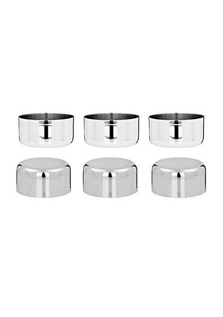 Vinod Stainless Steel Vati Katori Small Bowl Capacity | 200 ml | 6.8 fl oz | 6-Piece Set - Indya