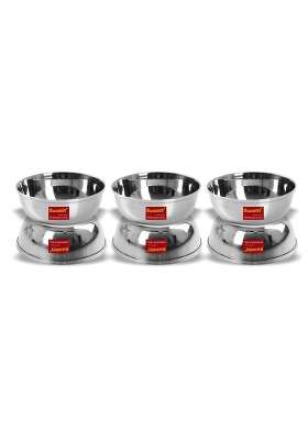 Sumeet Stainless Steel Solid Bowl Wati Set | 350 ml | 11.8 fl oz | 6-Piece Set | Dishwasher Safe