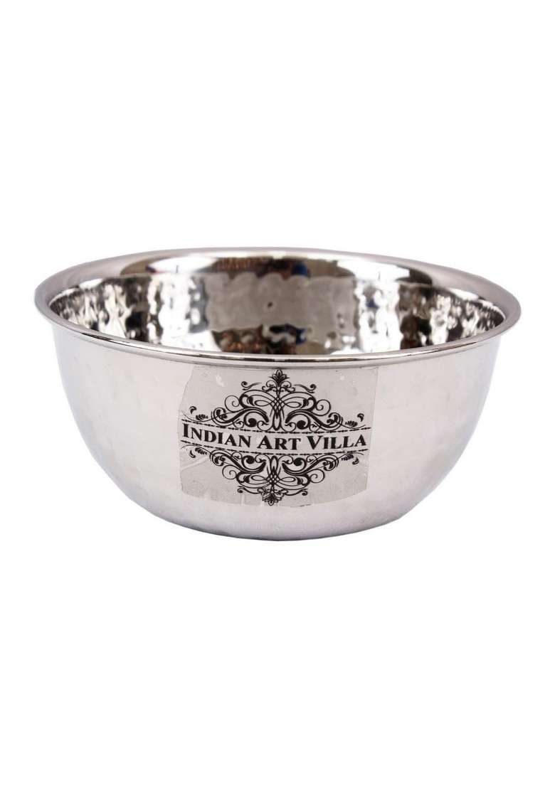 INDIAN ART VILLA Stainless Steel Hammered Bowl Katori | 350 ml | 11.8 fl oz | 4.6 Inch - Indya