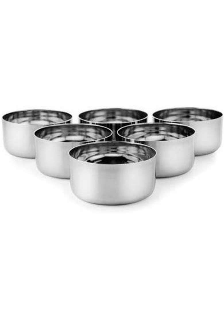 JGS Stainless Steel Multipurpose High Grade Quality Serving Katori Bowl for Home | 200 ml | 6.8 fl oz | 6-Piece Set - Indya