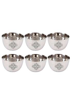 INDIAN ART VILLA Stainless Steel Bowl Katori | 200 ml | 6.8 fl oz | 6-Piece Set