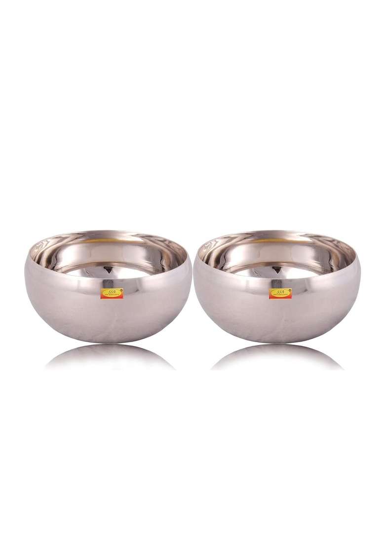 SHIV SHAKTI ARTS Stainless Steel Handi Cooking Pot | 200 ml | 6.8 fl oz | 2-Piece Set - Indya