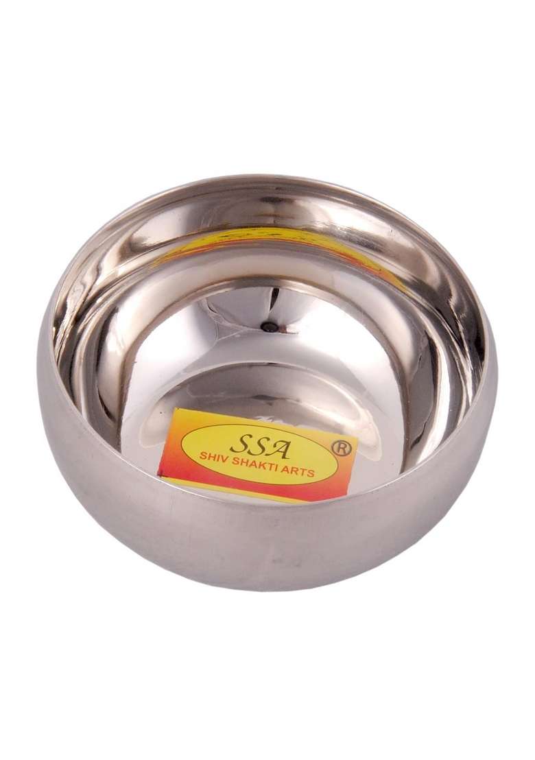 SHIV SHAKTI ARTS Stainless Steel Handi Cooking Pot | 200 ml | 6.8 fl oz | 2-Piece Set - Indya