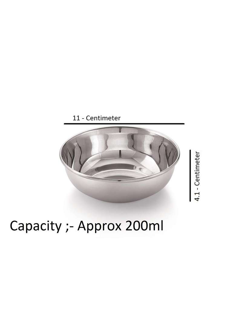 Bartan Star Stainless Steel Serving Bowl | 200 ml | 6.8 fl oz | 6-Piece Set - Indya