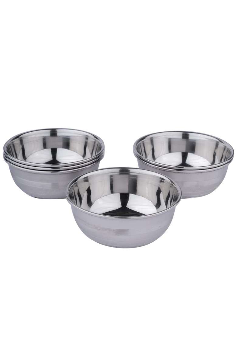 neelam Stainless Steel 6 22 Gauge Diamond Prem Vati | 250 ml | 8.5 fl oz | 4-Piece Set - Indya