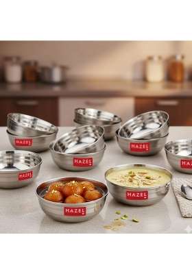 HAZEL Stainless Steel Bowl Set | 150 ml | 5.1 fl oz | 12-Piece Set