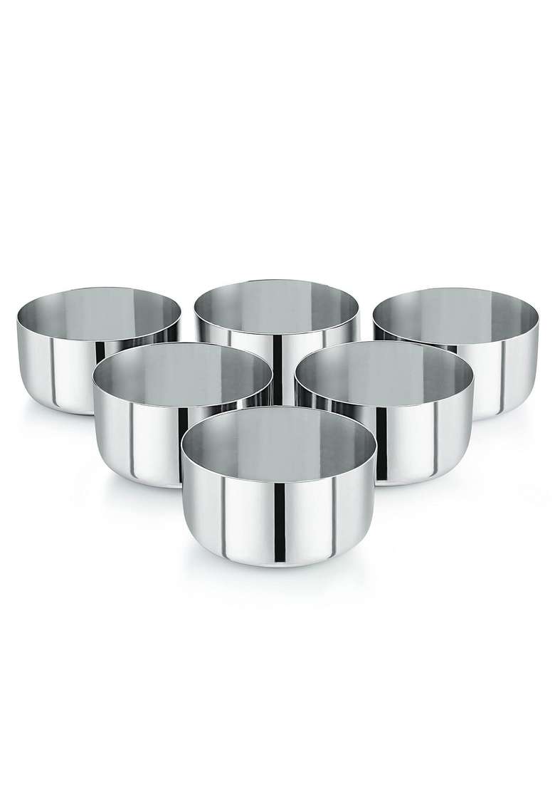 neelam Stainless Steel 5.5 22 Gauge Sadi Vati | 200 ml | 6.8 fl oz | 6-Piece Set - Indya