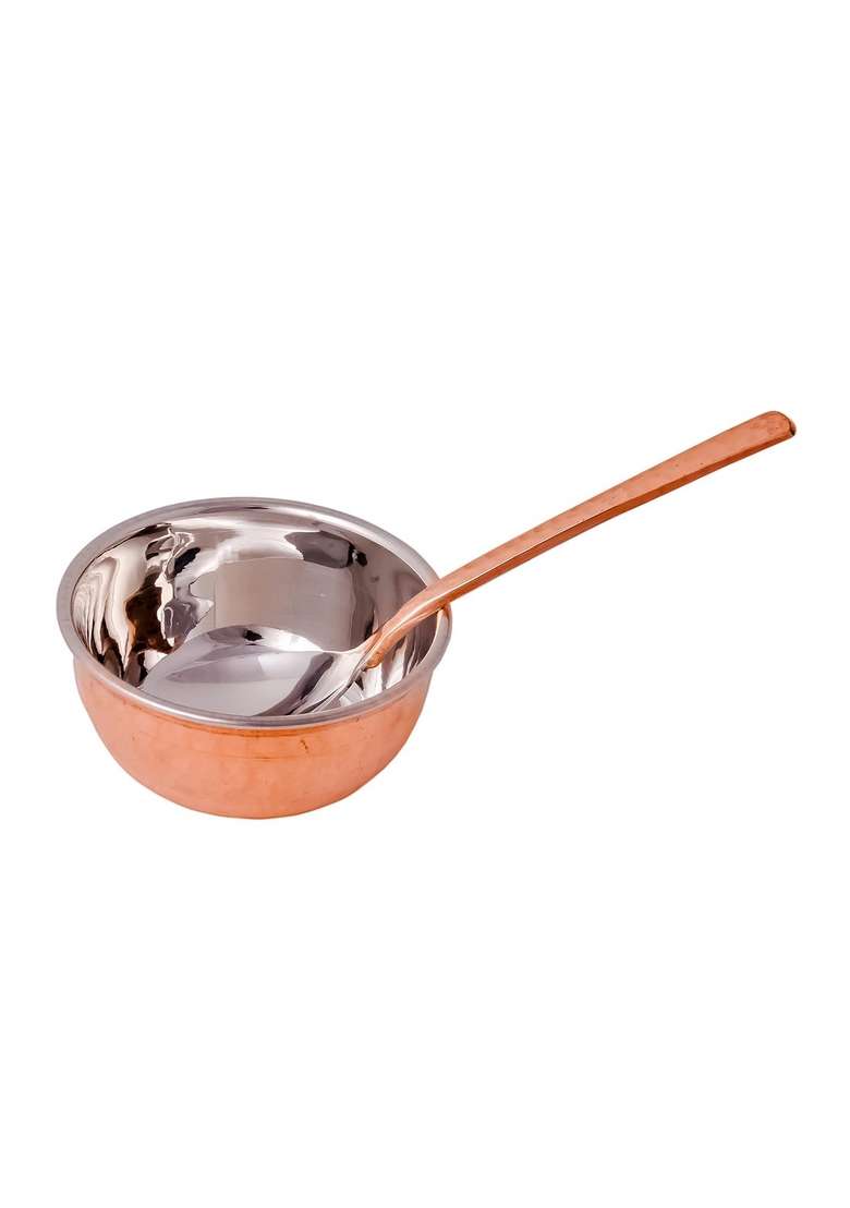 SHIV SHAKTI ARTS Pure Stainless Steel and Copper Bowl | 150 ml | 5.1 fl oz | 2-Piece Set - Indya