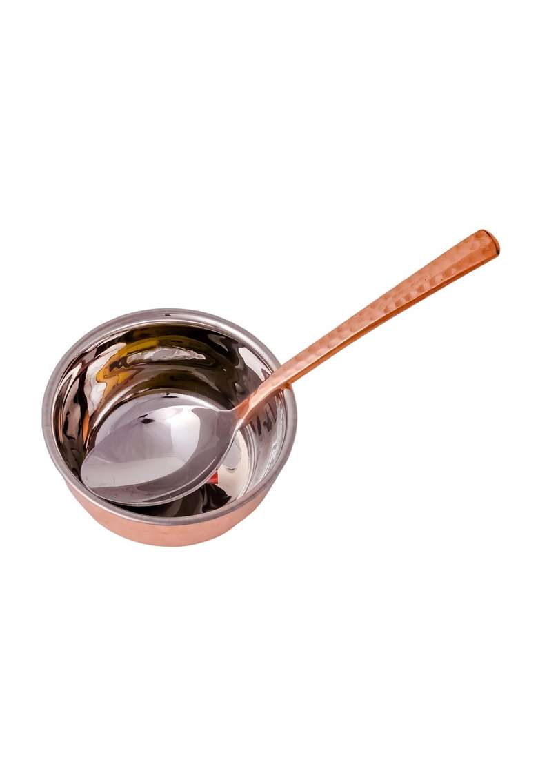 SHIV SHAKTI ARTS Pure Stainless Steel and Copper Bowl | 150 ml | 5.1 fl oz | 2-Piece Set - Indya