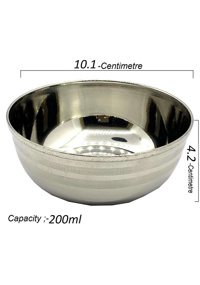 Bartan Star Stainless Steel Serving Bowl | 200 ml | 6.8 fl oz | 8-Piece Set - Indya